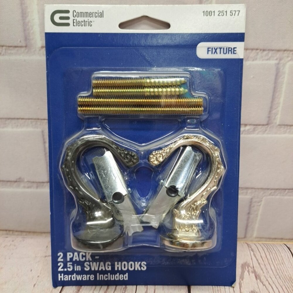 2 Pc Swag Ceiling Hooks with Hardware Plants Lights  Hanging 2.5in Nickel/Bronze